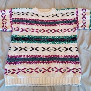 Carly Blake Vintage Vibrant colored Aztec thick winter sweater Retro 80s fashion